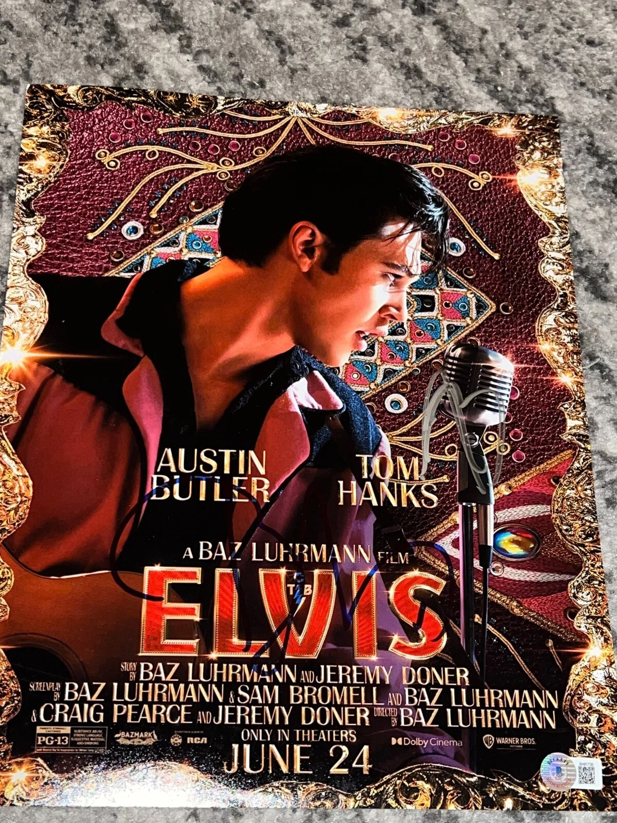 AUSTIN BUTLER SIGNED AUTOGRAPH ELVIS POSTER SHOT MOVIE BECKETT BAS COA AUTO D
