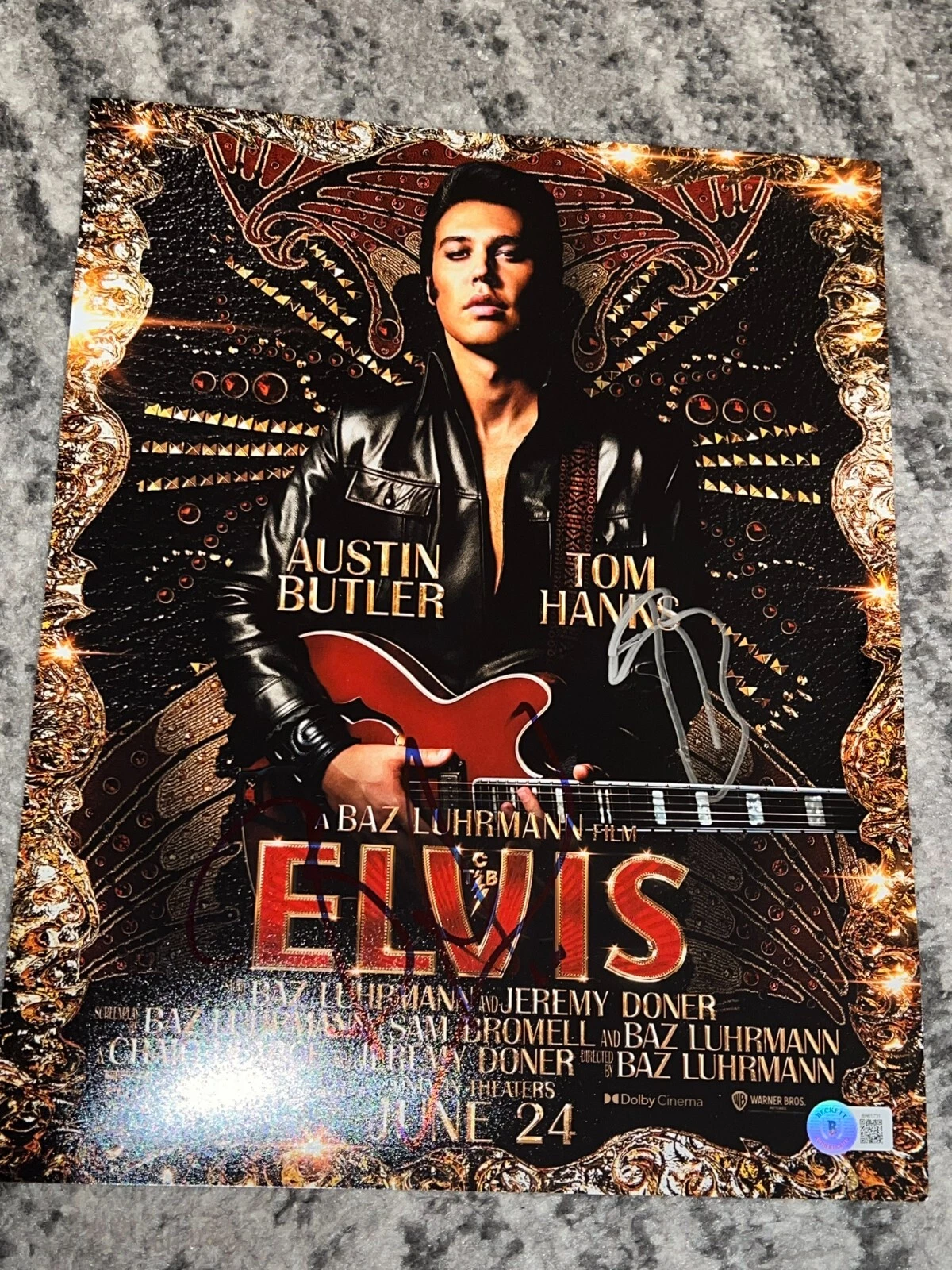 AUSTIN BUTLER SIGNED AUTOGRAPH ELVIS POSTER SHOT MOVIE BECKETT BAS COA AUTO E
