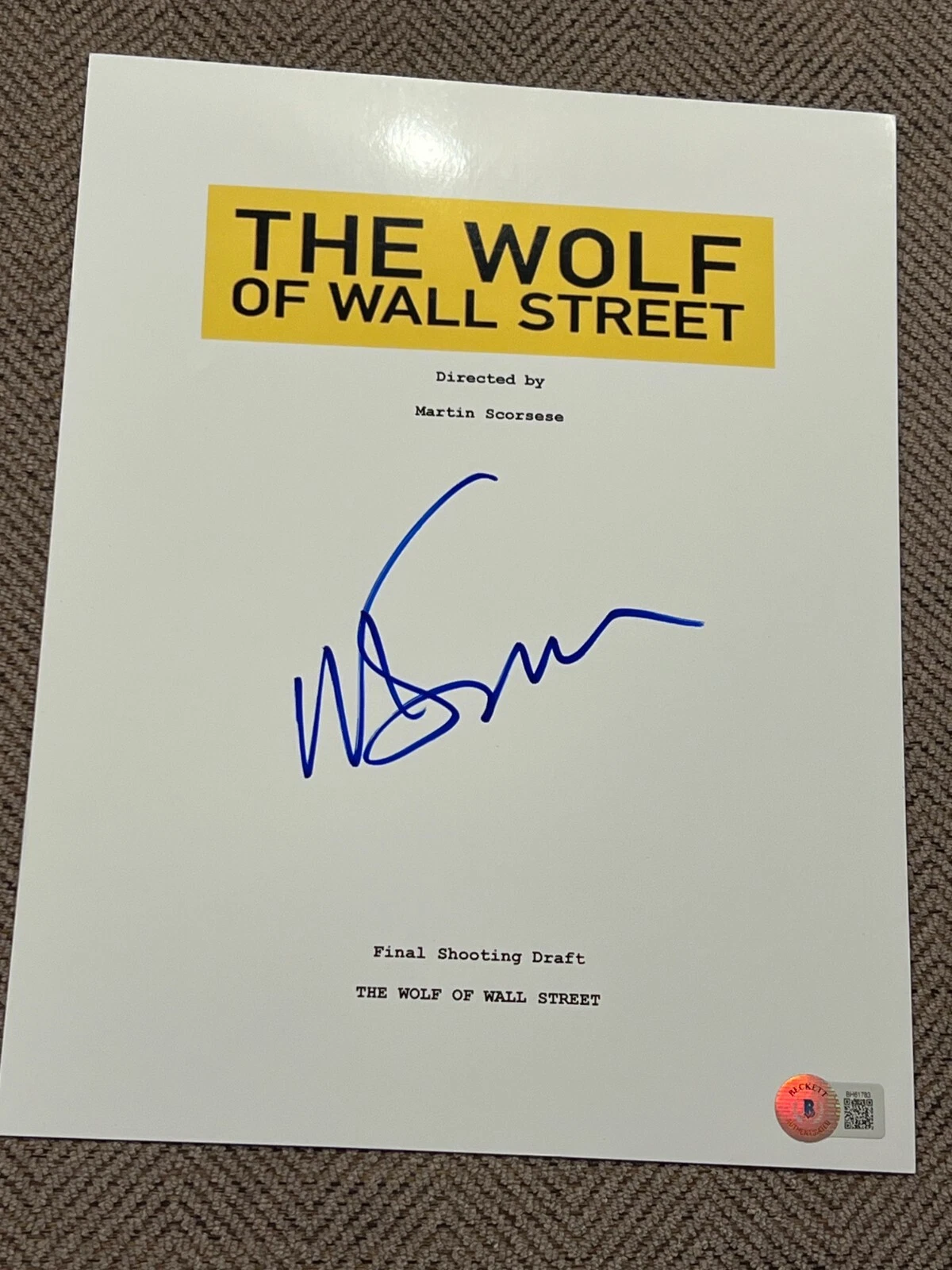 MARTIN SCORSESE SIGNED AUTOGRAPH MOVIE SCRIPT WOLF OF WALL STREET BECKETT BAS X1
