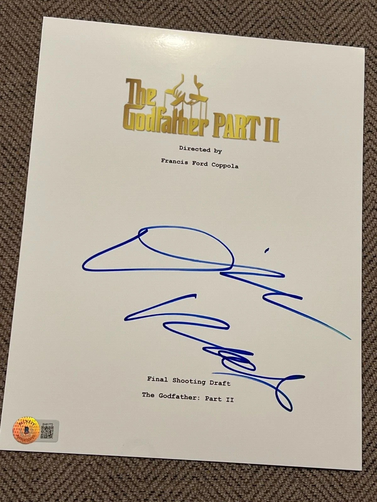 DIANE KEATON SIGNED AUTOGRAPH MOVIE SCRIPT GODFATHER BECKETT BAS AUTO D