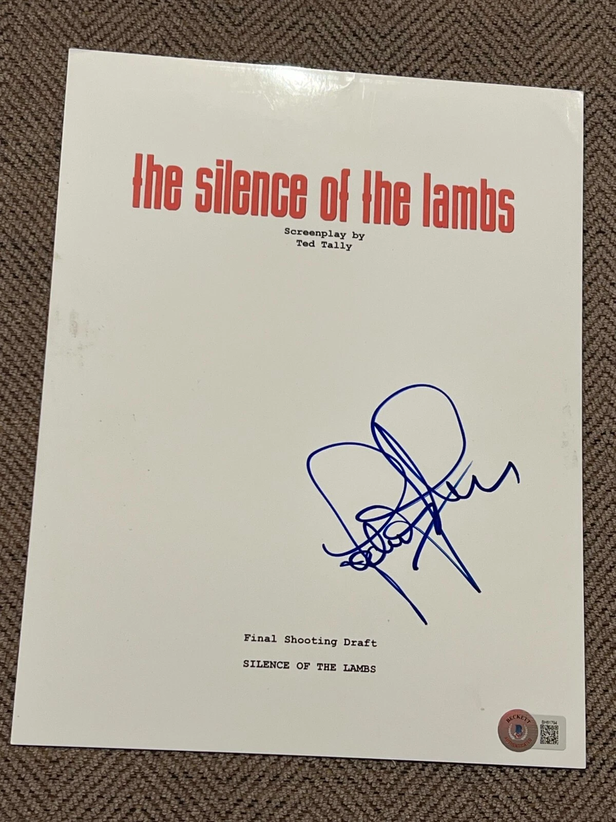 JODIE FOSTER SIGNED AUTOGRAPH MOVIE SCRIPT SILENCE OF THE LAMBS BECKETT BAS COA

