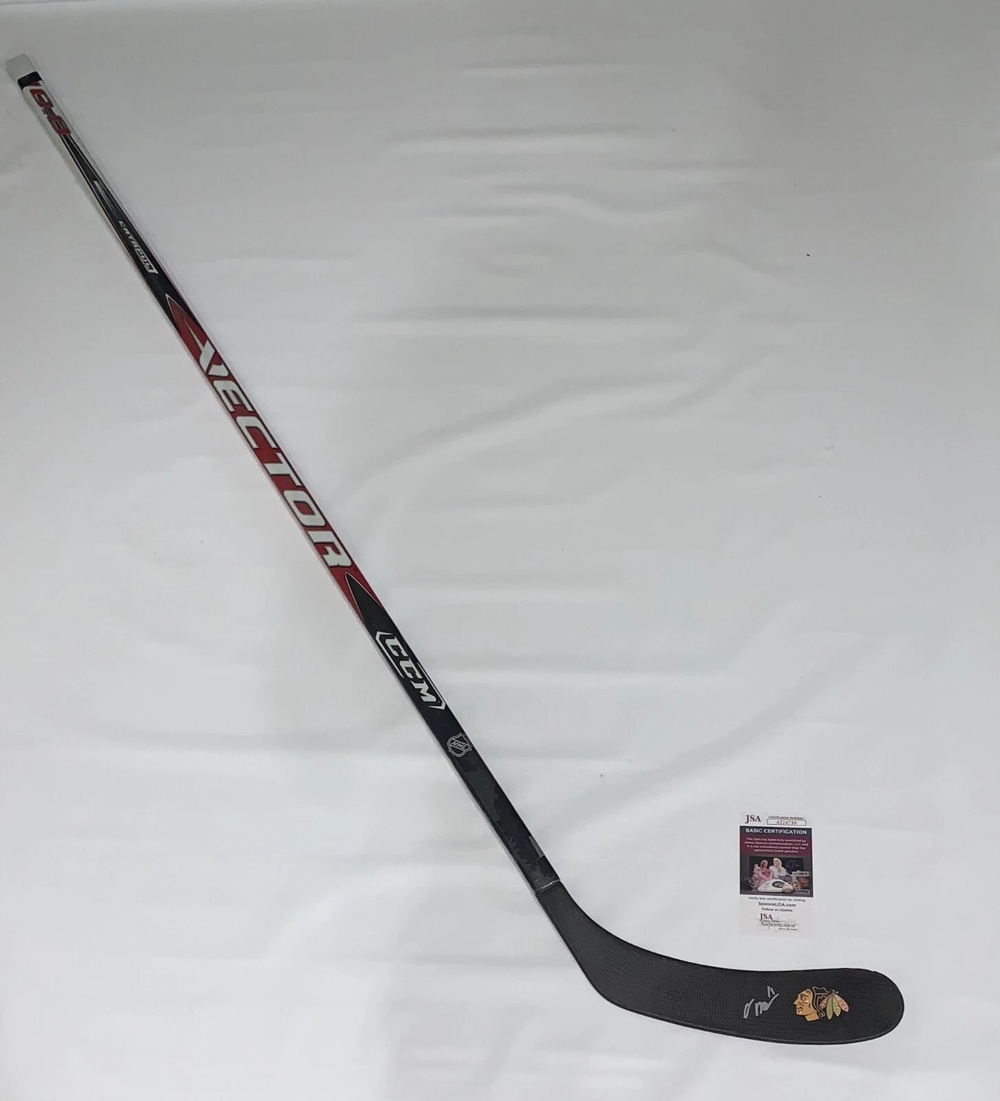 OLIVER MOORE SIGNED HOCKEY STICK CHICAGO BLACKHAWKS NHL STAR JSA COA
