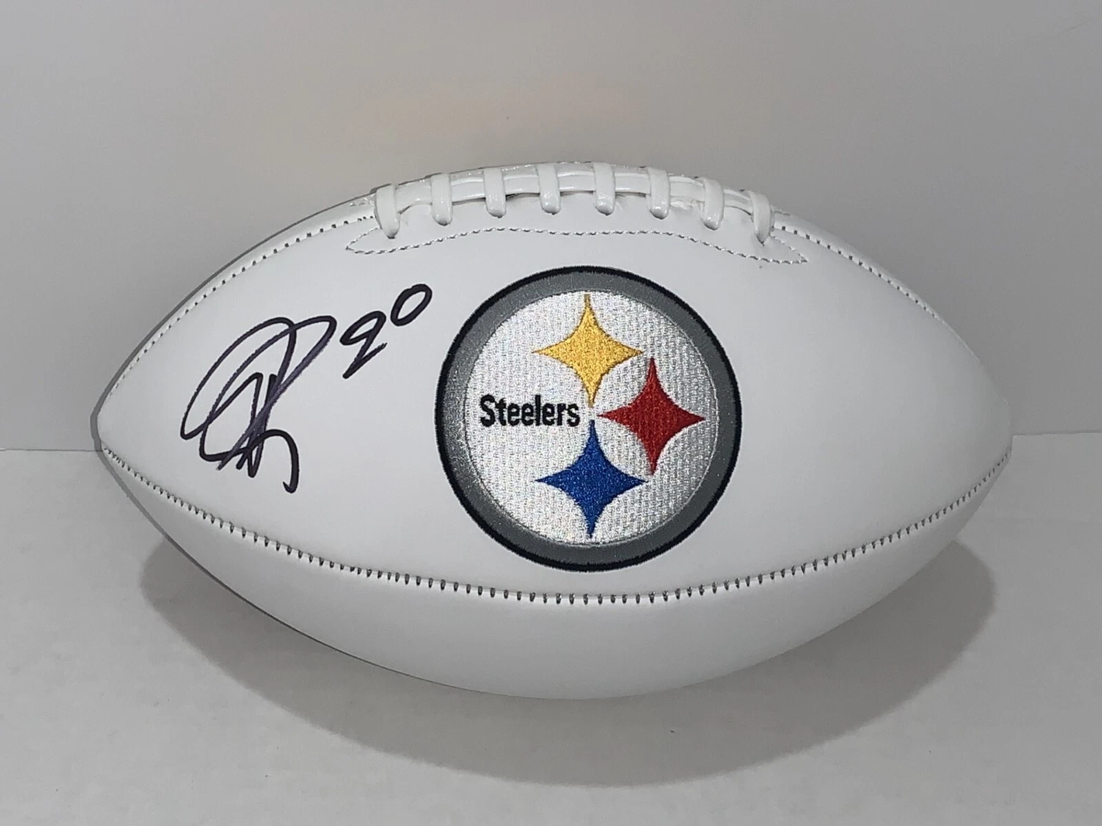 PATRICK PETERSON SIGNED PITTSBURGH STEELERS LOGO FOOTBALL AUTOGRAPHED
