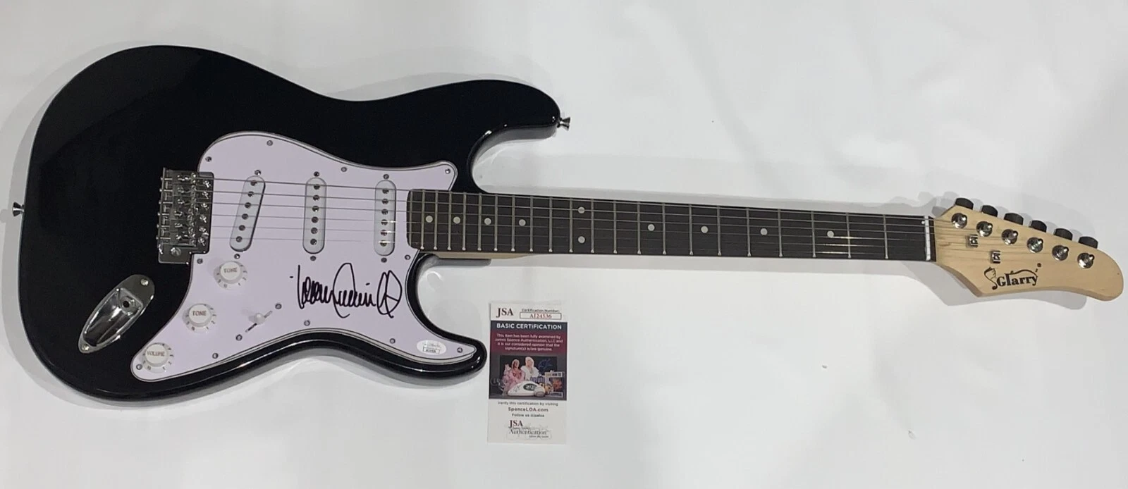 JOHN CORABI SIGNED BLACK ELECTRIC GUITAR MOTLEY CRUE JSA COA
