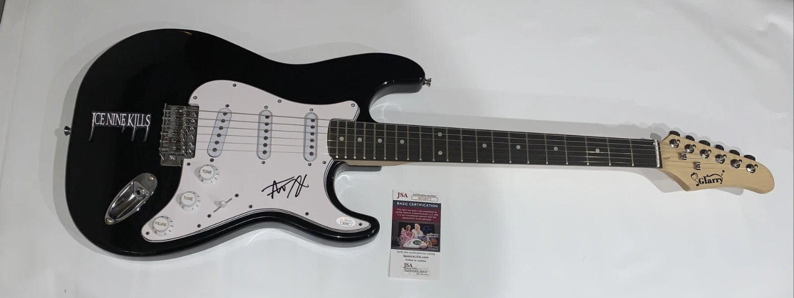 SPENCER CHARNAS SIGNED BLACK ELECTRIC GUITAR ICE NINE KILLS AUTOGRAPHED JSA COA
