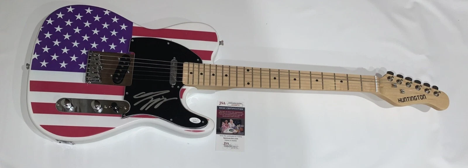 TOM KEIFER SIGNED USA FLAG ELECTRIC GUITAR CINDERELLA PROOF JSA COA
