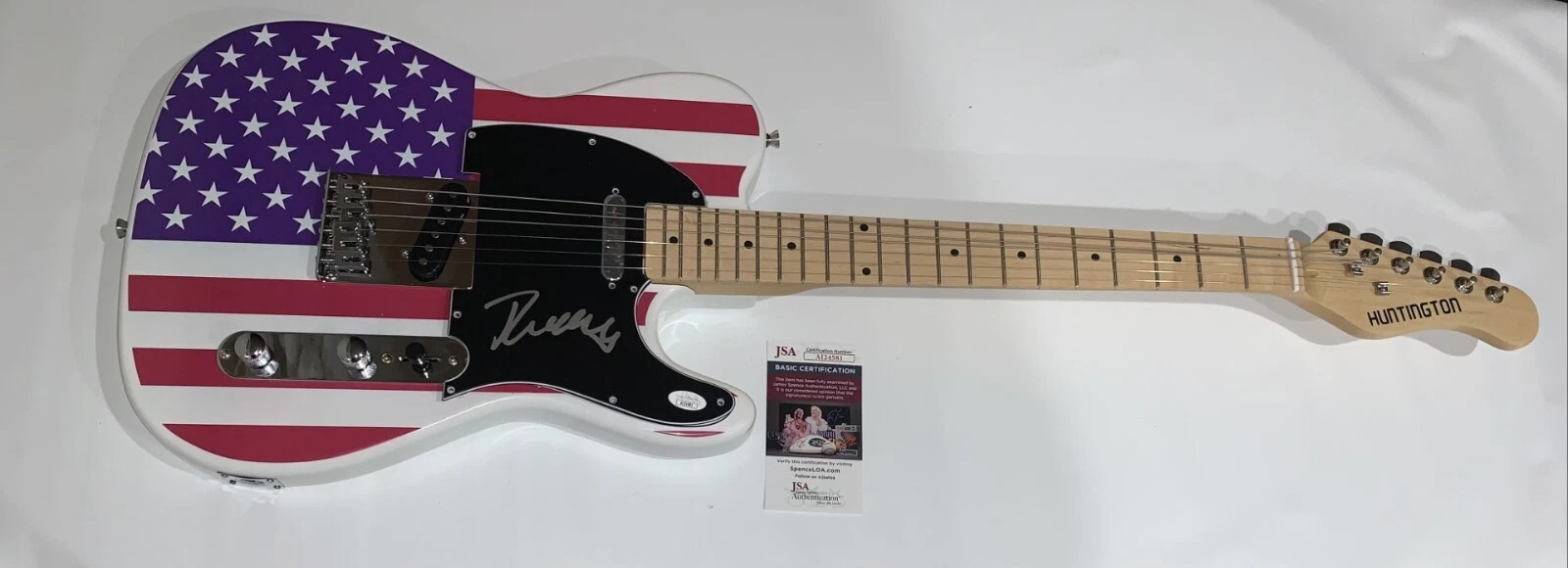 JOHN MELLENCAMP SIGNED USA FLAG ELECTRIC GUITAR JSA COA
