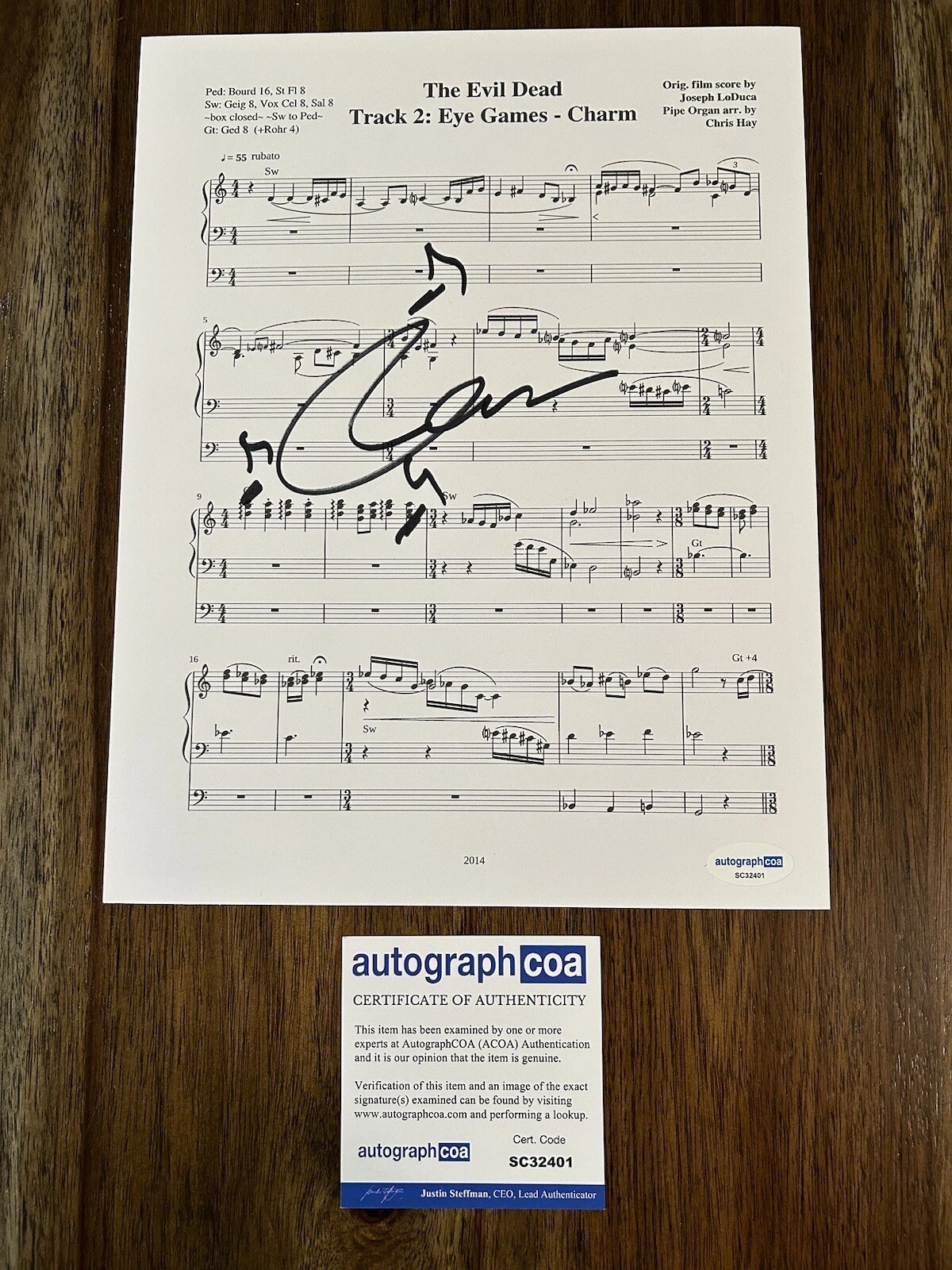 Joseph LoDuca ‘The Evil Dead’ Composer Signed Sheet Music Movie ACOA
