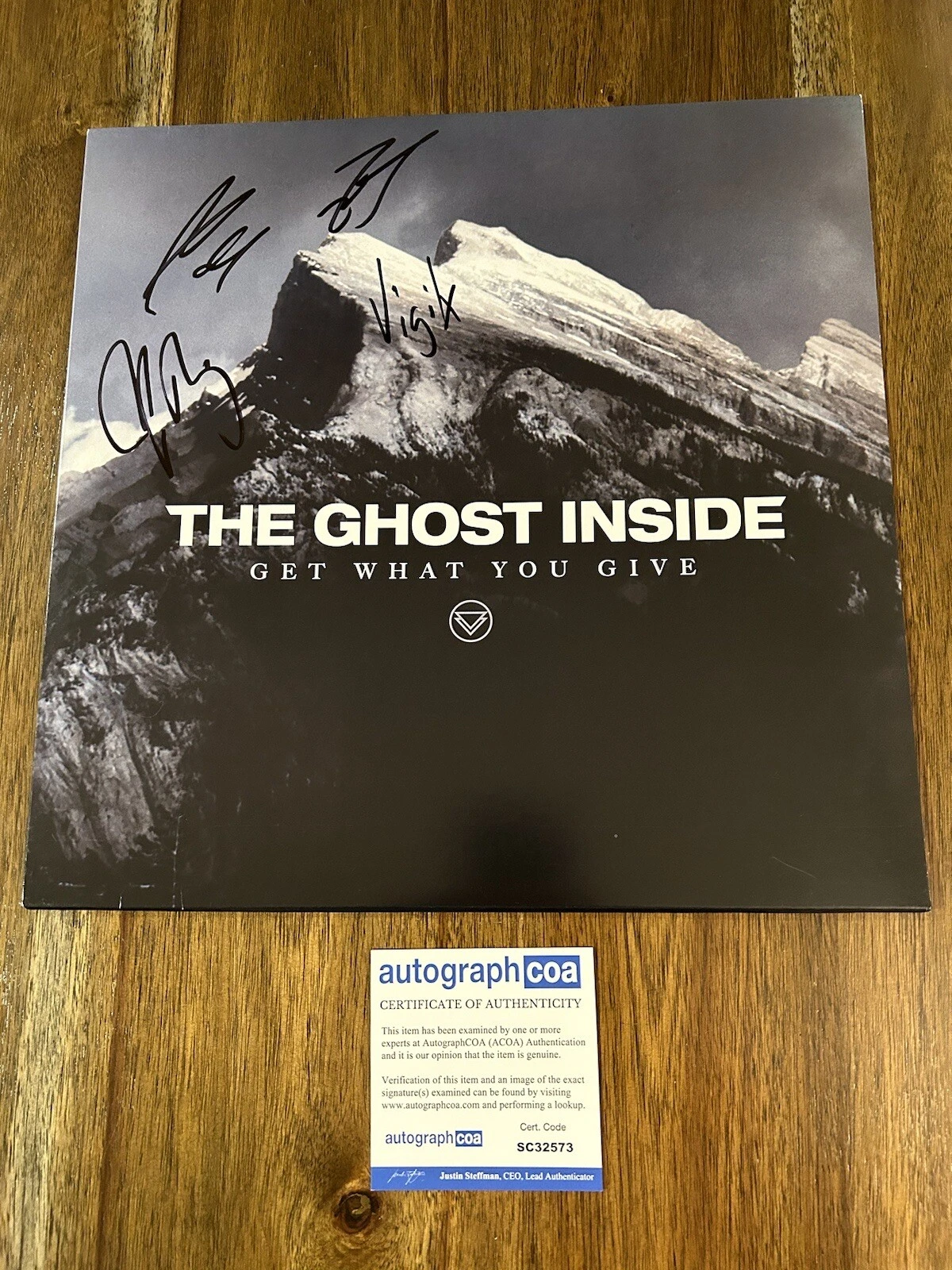 ‘THE GHOST INSIDE’ BAND SIGNED AUTOGRAPH VINYL ALBUM ‘GET WHAT YOU GIVE’ ACOA COLLECTIBLE MEMORABILIA