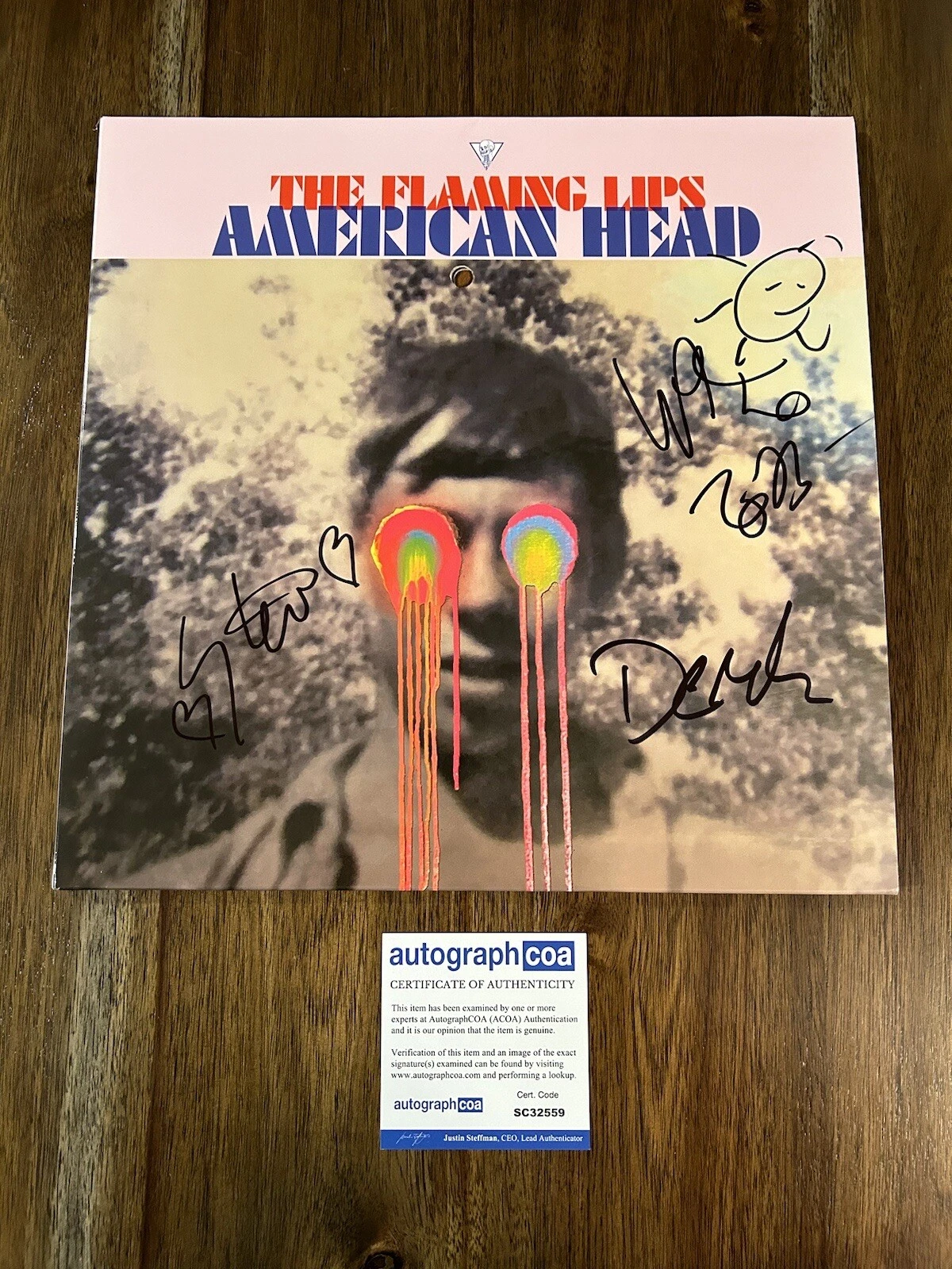 Wayne Coyne ‘The Flaming Lips’ Signed ‘American Head’ Vinyl Album ACOA Proof
