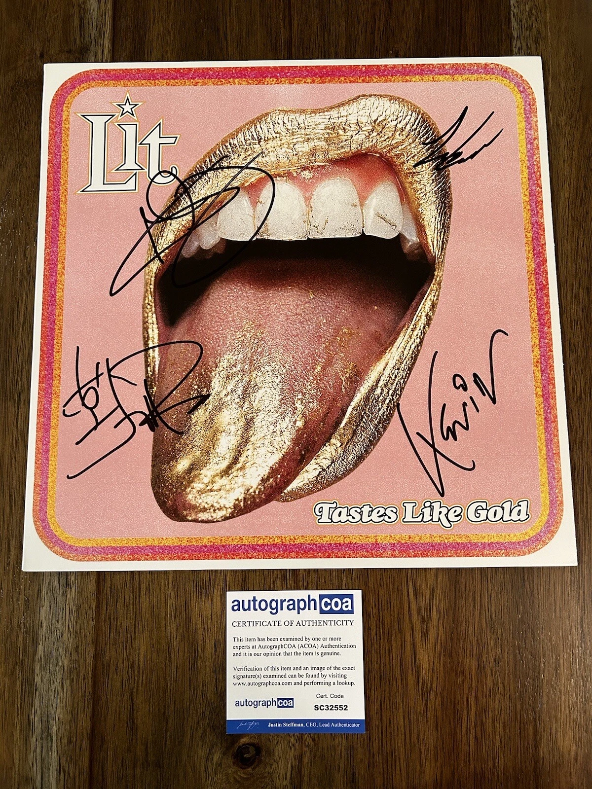 ‘LIT’ ROCK BAND SIGNED ‘TASTES LIKE GOLD’ VINYL ALBUM JEREMY & A. JAY ACOA COLLECTIBLE MEMORABILIA