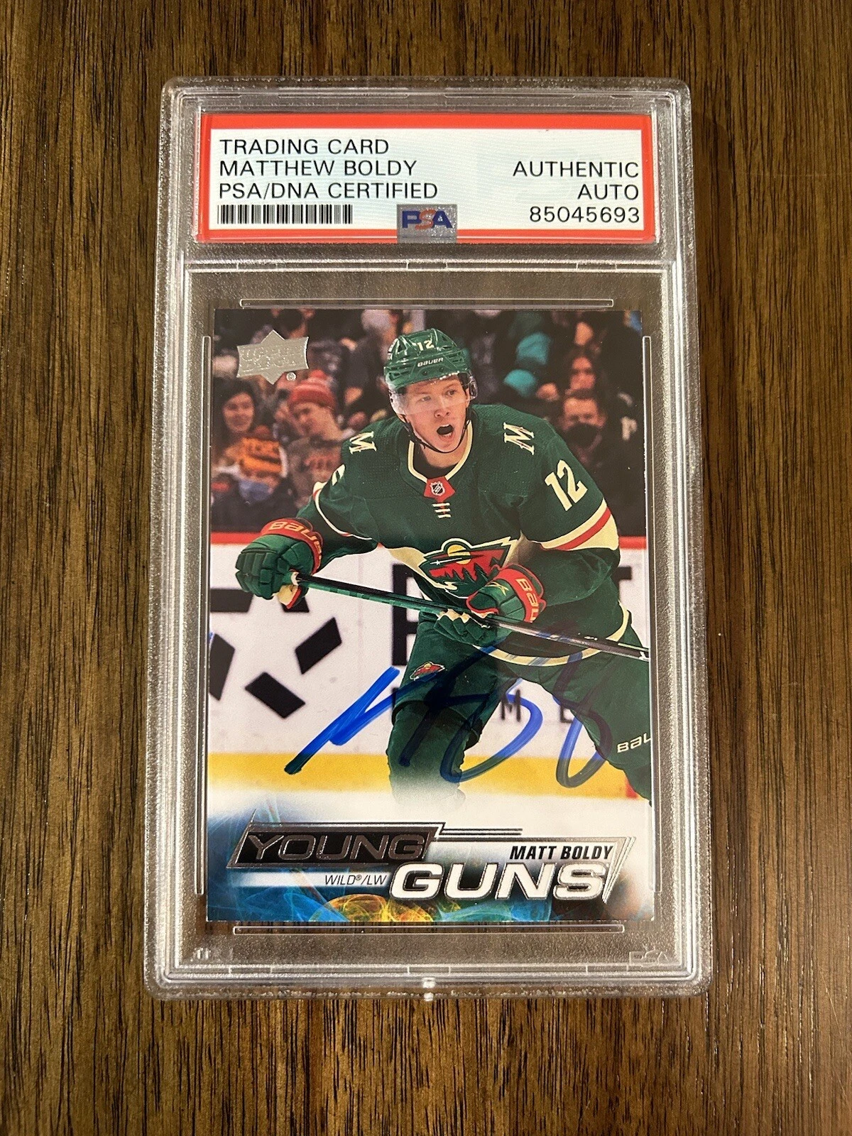 Matt Boldy Signed Autograph YOUNG GUNS Upper Deck MN Wild Card Slabbed PSA/DNA
