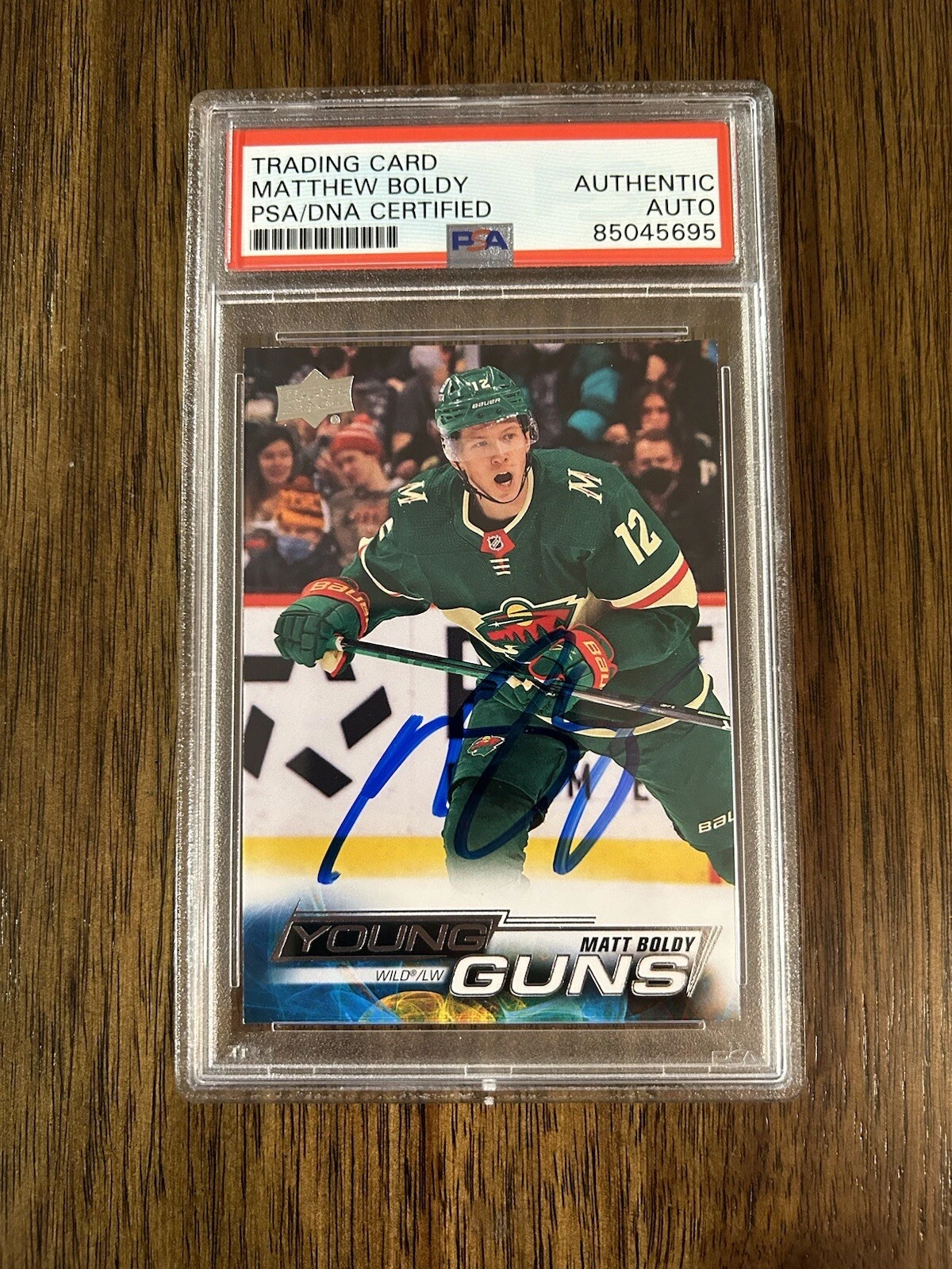 Matt Boldy Signed Autograph YOUNG GUNS Upper Deck MN Wild Card Slabbed PSA/DNA

