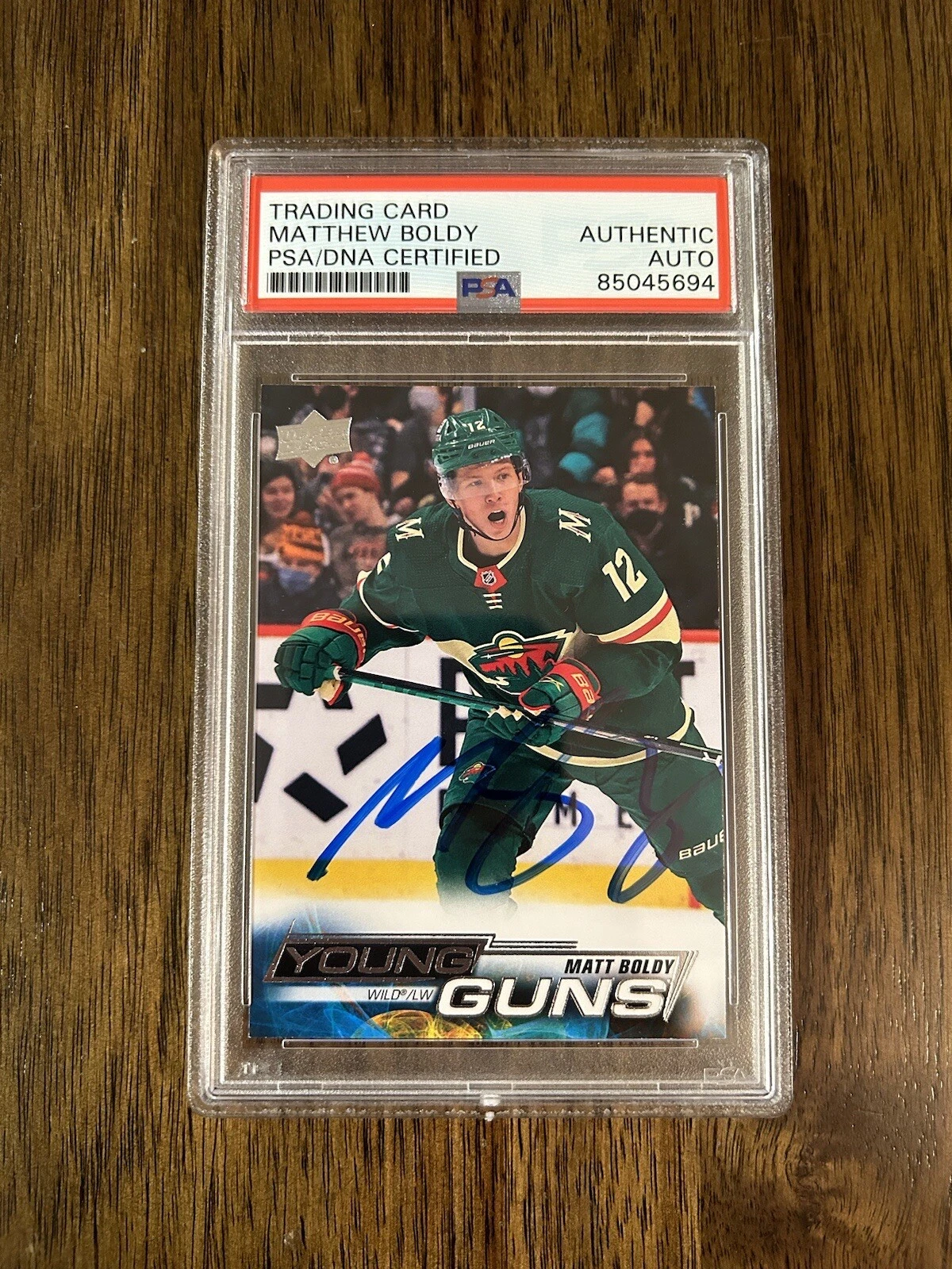 Matt Boldy Signed Autograph YOUNG GUNS Upper Deck MN Wild Card Slabbed PSA/DNA
