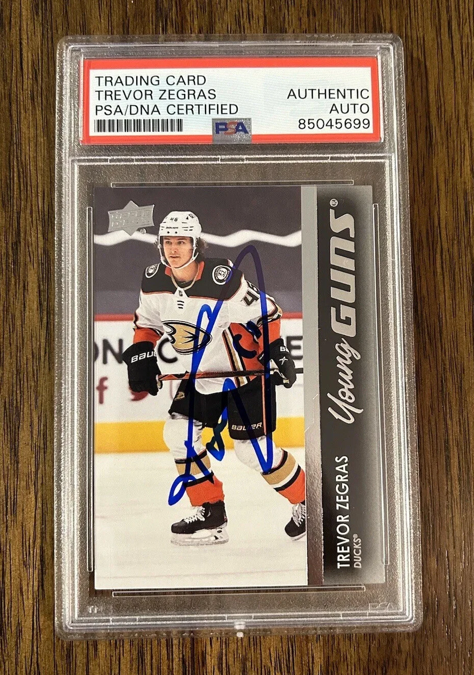 Trevor Zegras Signed Rookie 2021 Upper Deck YOUNG GUNS RC Card PSA Autograph
