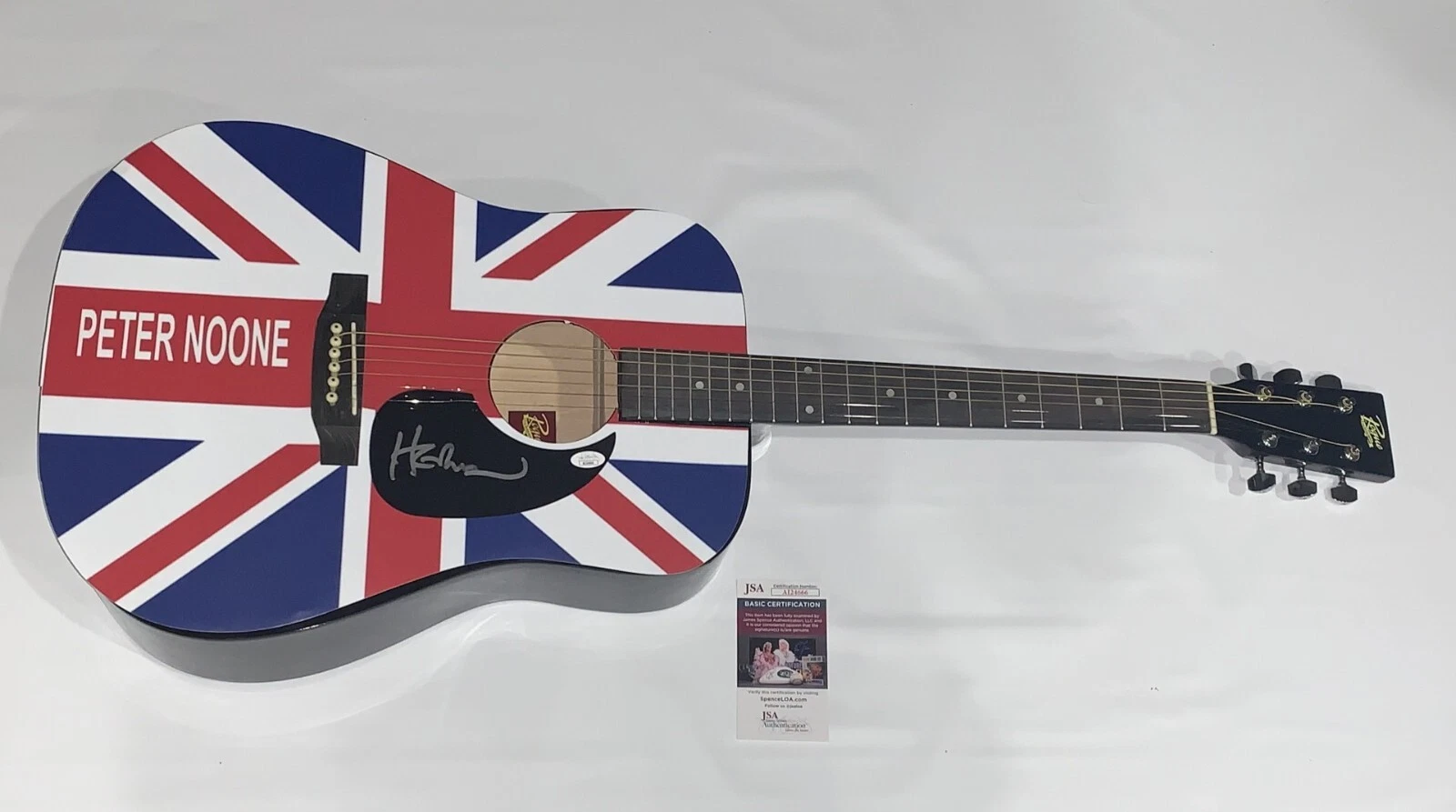 PETER NOONE SIGNED CUSTOM ACOUSTIC GUITAR HERMAN'S HERMITS JSA COA
