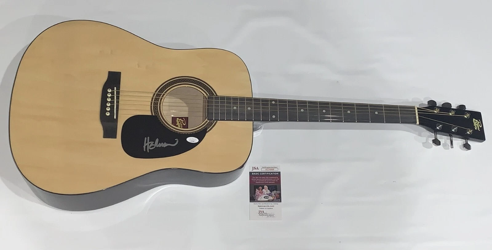 PETER NOONE SIGNED FULL-SIZE NATURAL ACOUSTIC GUITAR HERMAN'S HERMITS JSA COA
