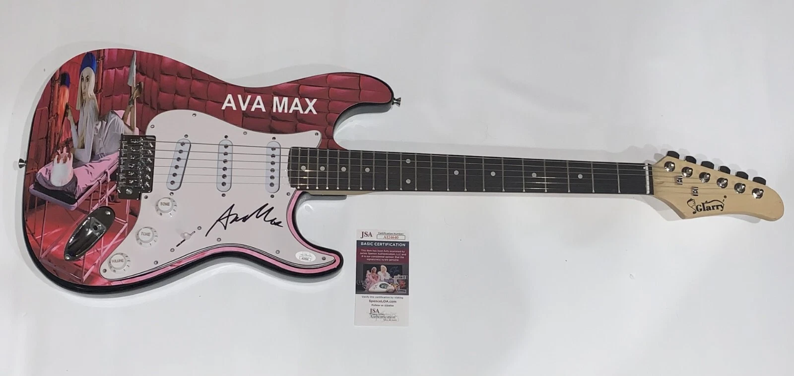AVA MAX SIGNED CUSTOM ELECTRIC GUITAR SWEET BUT PSYCHO PROOF JSA COA
