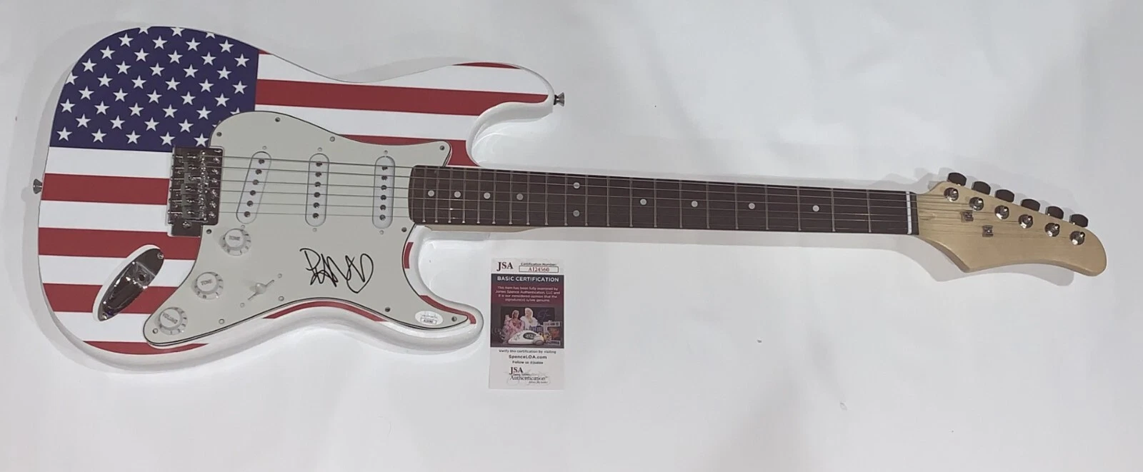 PAT METHENY SIGNED USA FLAG ELECTRIC GUITAR JAZZ LEGEND JSA COA
