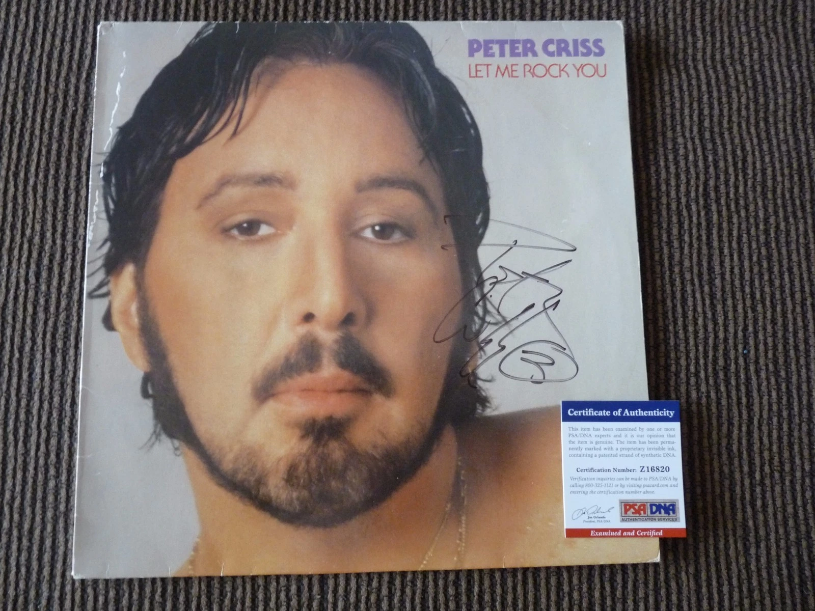 Peter Criss Kiss Let Me Rock You Signed Autographed LP Album PSA Certified
