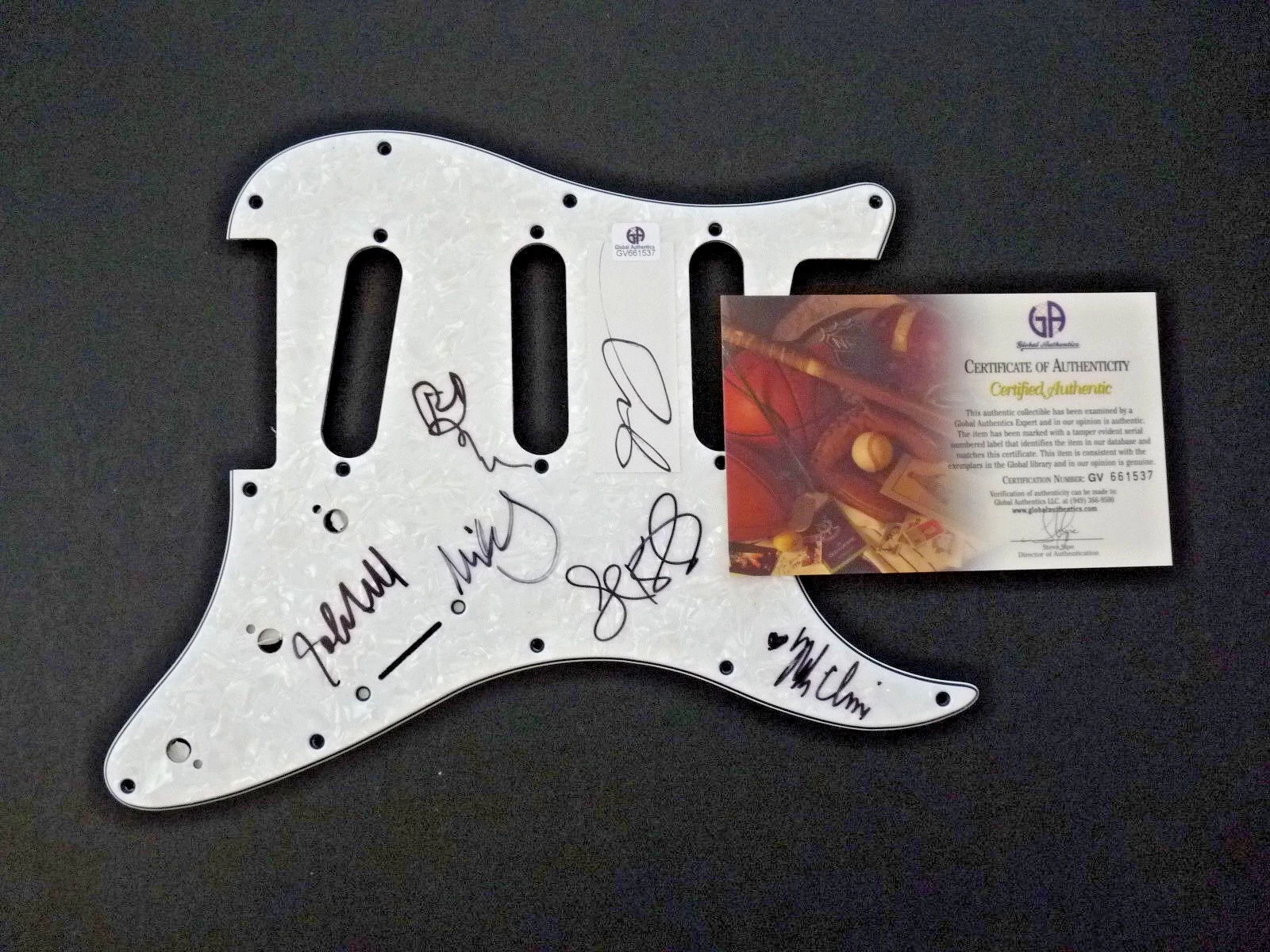 WILCO ALL 6 BAND SIGNED AUTOGRAPHED GUITAR PICKGUARD GAI GLOBAL CERTIFIED READ COLLECTIBLE MEMORABILIA