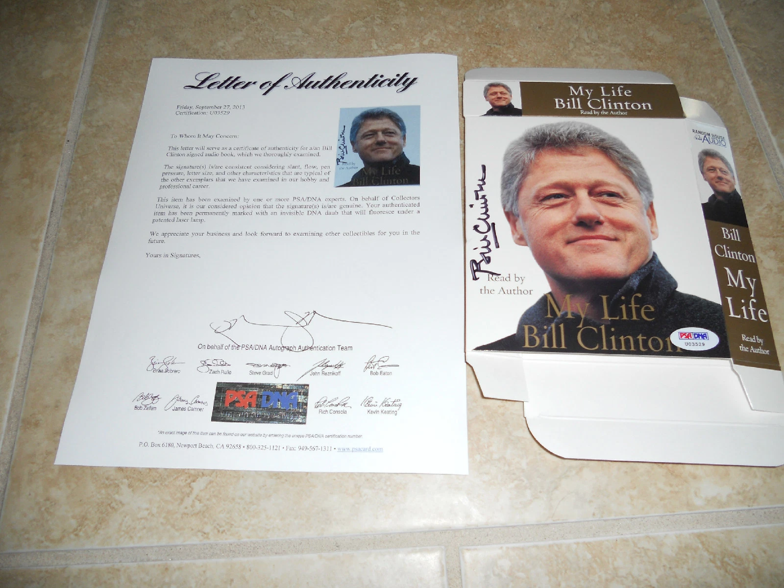 President Bill Clinton Signed Autographed My Life Audio Book Cover PSA Certified
