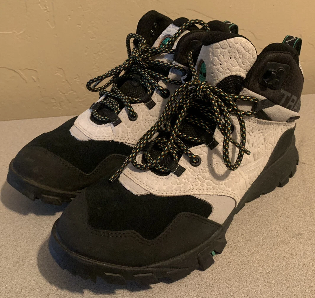 TIMBERLAND Boots Men's 8 Grey Black WATERPROOF Suede GARRISON Trail Hiker A23ET
