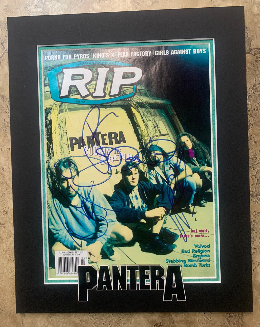 Pantera All 4 Band Signed Autographed Matted Magazine Cover BAS Certified
