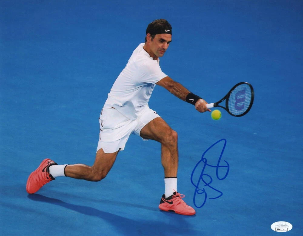 Roger Federer Signed Autograph 11x14 Photo - US Open Wimbledon Champ w/ JSA COA
