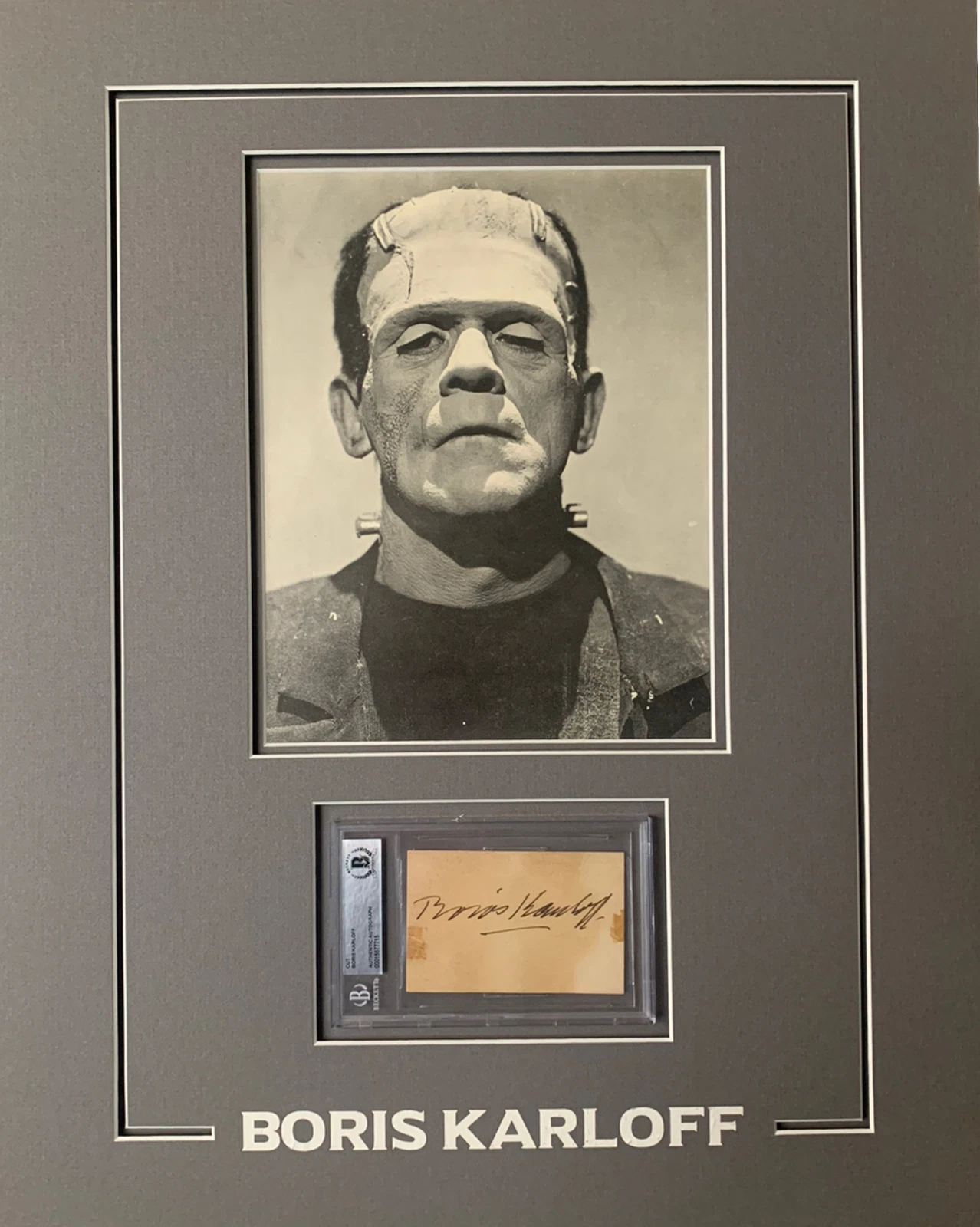 Boris Karloff Frankenstein Signed Autographed 16x20 Cut BAS Certified & Slabbed
