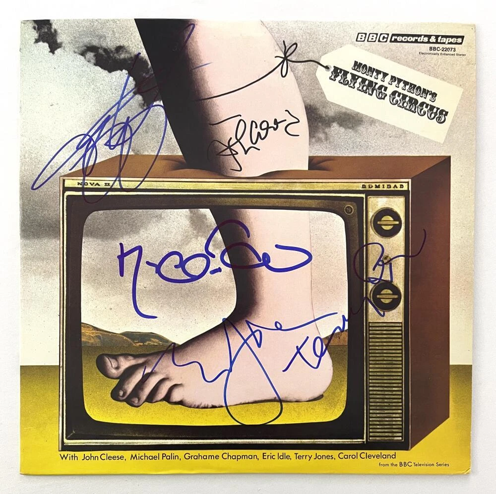 Monty Python x5 Signed Autograph Flying Circus Record Terry Jones +4 Beckett COA
