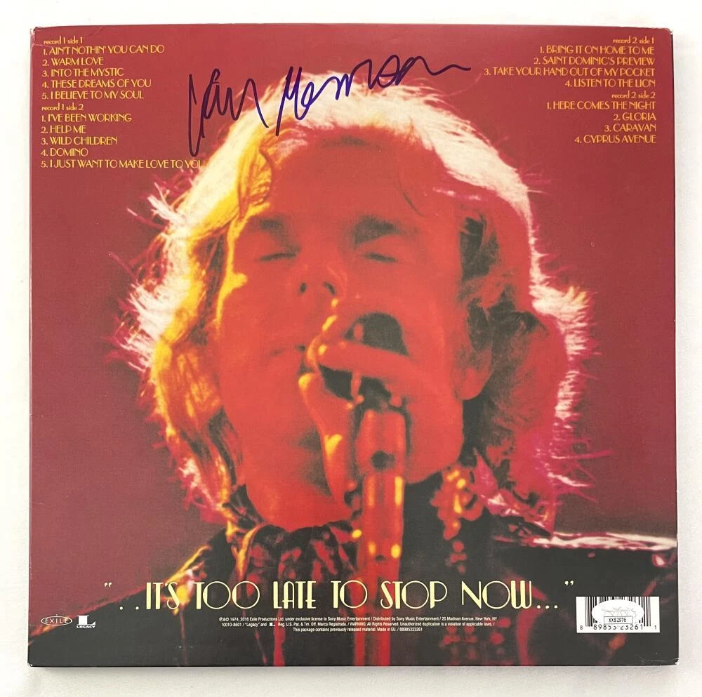Van Morrison Signed Autograph Album Vinyl Record - It's Too Late to Stop Now JSA
