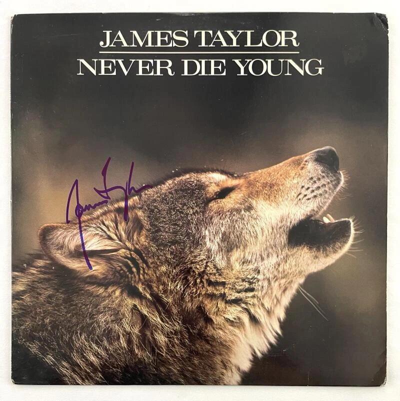 James Taylor Signed Autograph Album Vinyl Record - Never Die Young w/ JSA COA
