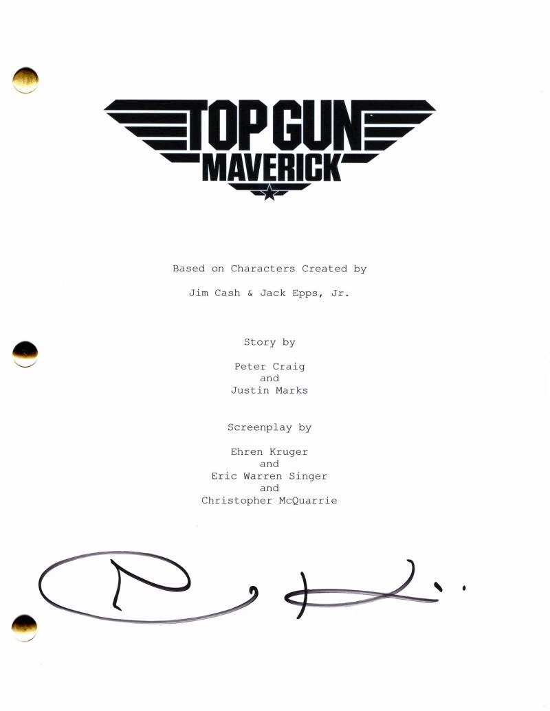 Jospeh Kosinski Signed Autograph Top Gun Maverick Full Movie Script - Tom Cruise
