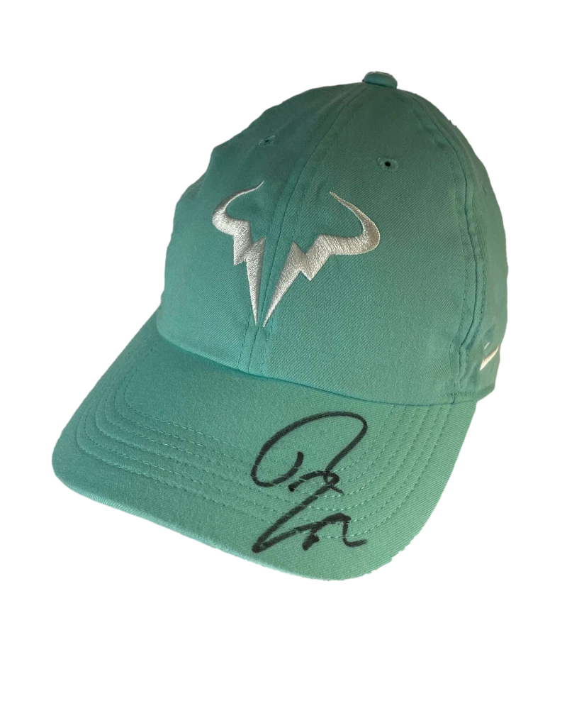 Rafael Nadal Signed Autograph Green Signature Logo Tennis Baseball Cap Hat JSA

