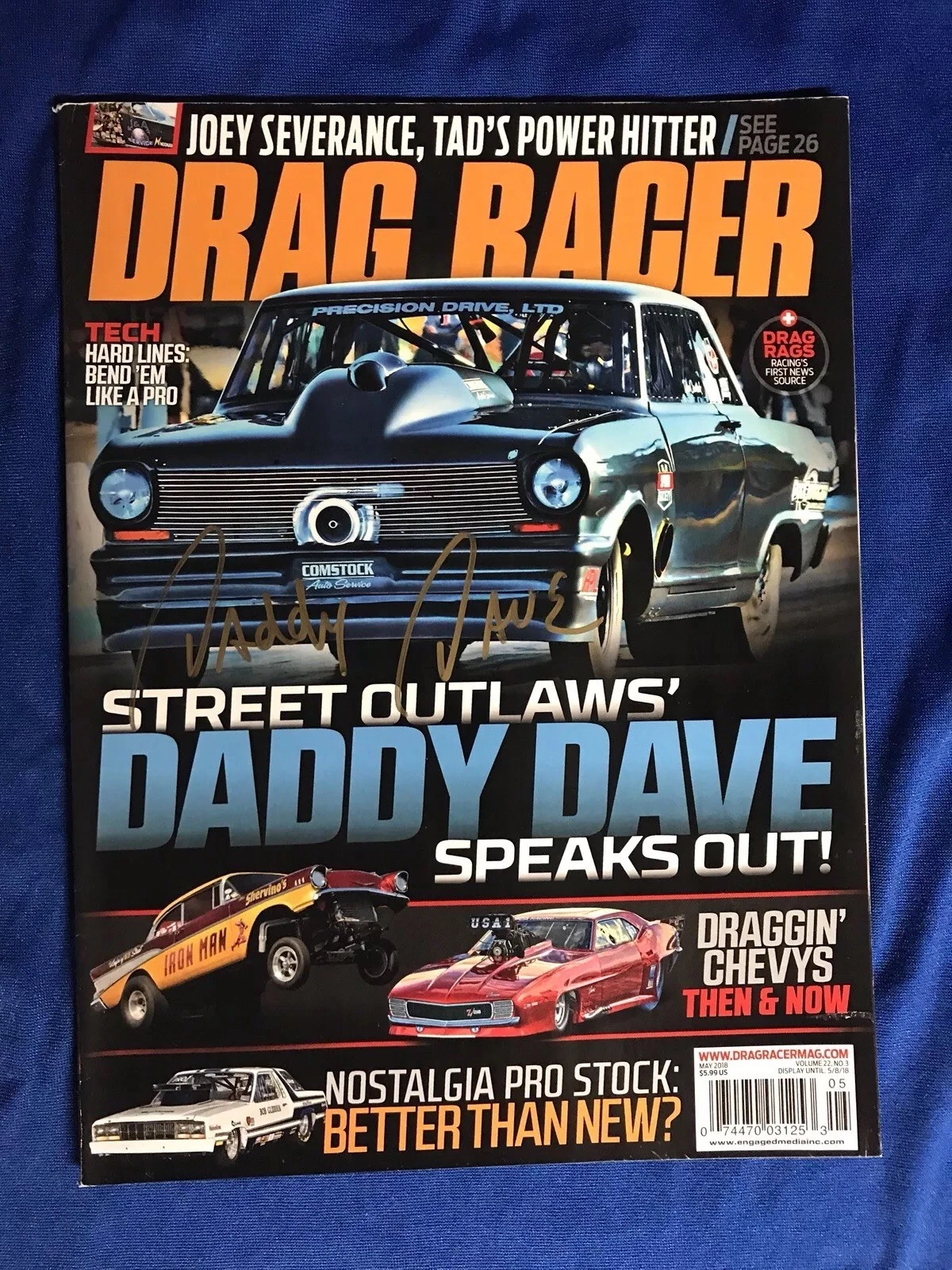 Daddy Dave Comstock Signed Magazine Drag Racing Autographed Street Outlaws
