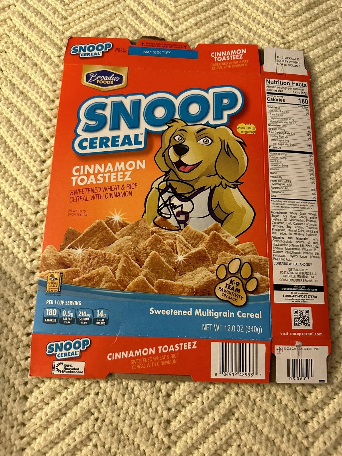 Snoop Dogg Signed Cereal Box Cinnamon Toasteez With Proof Guaranteed To Pass
