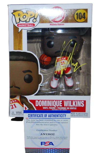 DOMINIQUE WILKINS signed (ATLANTA HAWKS) #104 Funko Pop PSA/DNA AN13832
