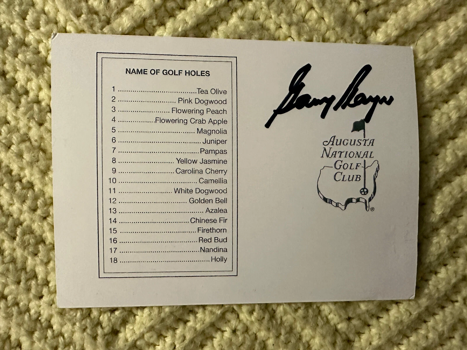 Gary Player Signed Masters Scorecard Autographed PGA Golf Legend
