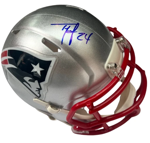 TY LAW signed (NEW ENGLAND PATRIOTS) mini football helmet BECKETT BAS BJ76293
