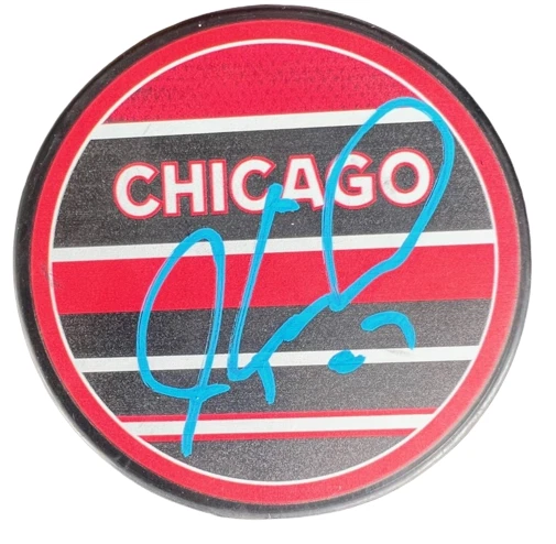 JEREMY ROENICK signed (CHICAGO BLACKHAWKS) hockey puck BECKETT BAS AC93108
