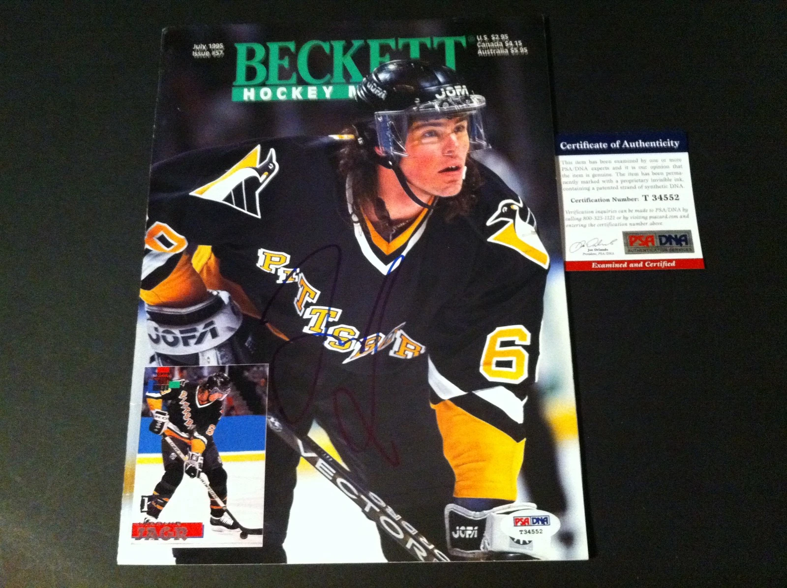 Jaromir Jagr Penguins 1995 Beckett Magazine Signed Auto PSA/DNA COA
