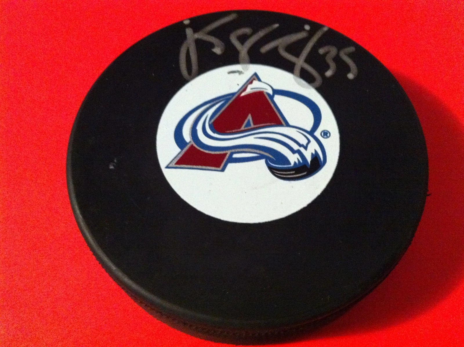 Jean-Sebastien Giguere Colorado Avalanche Signed Puck Holder
