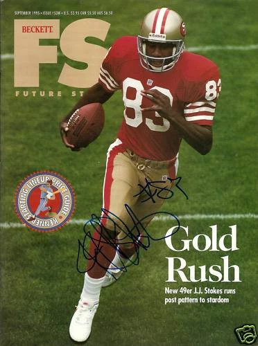 J.J.Stokes SF 49ers 1995 Beckett Magazine Signed Auto
