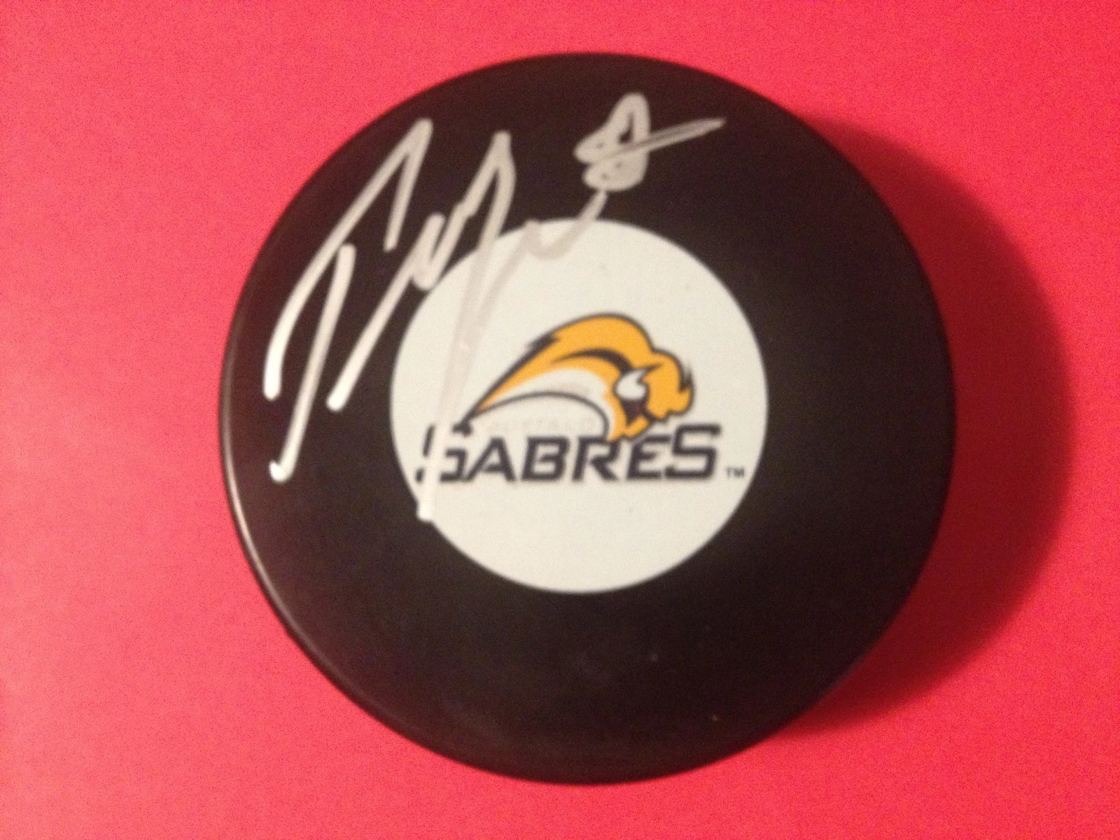 Tyler Myers Sabres Signed Auto Puck
