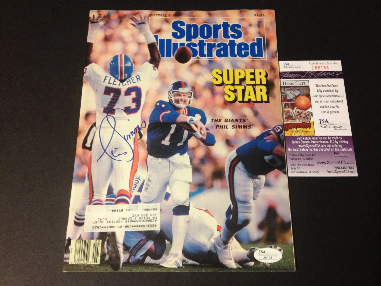 Phil Simms Giants 1987 Sports Illustrated Magazine Mag Signed Auto JSA COA
