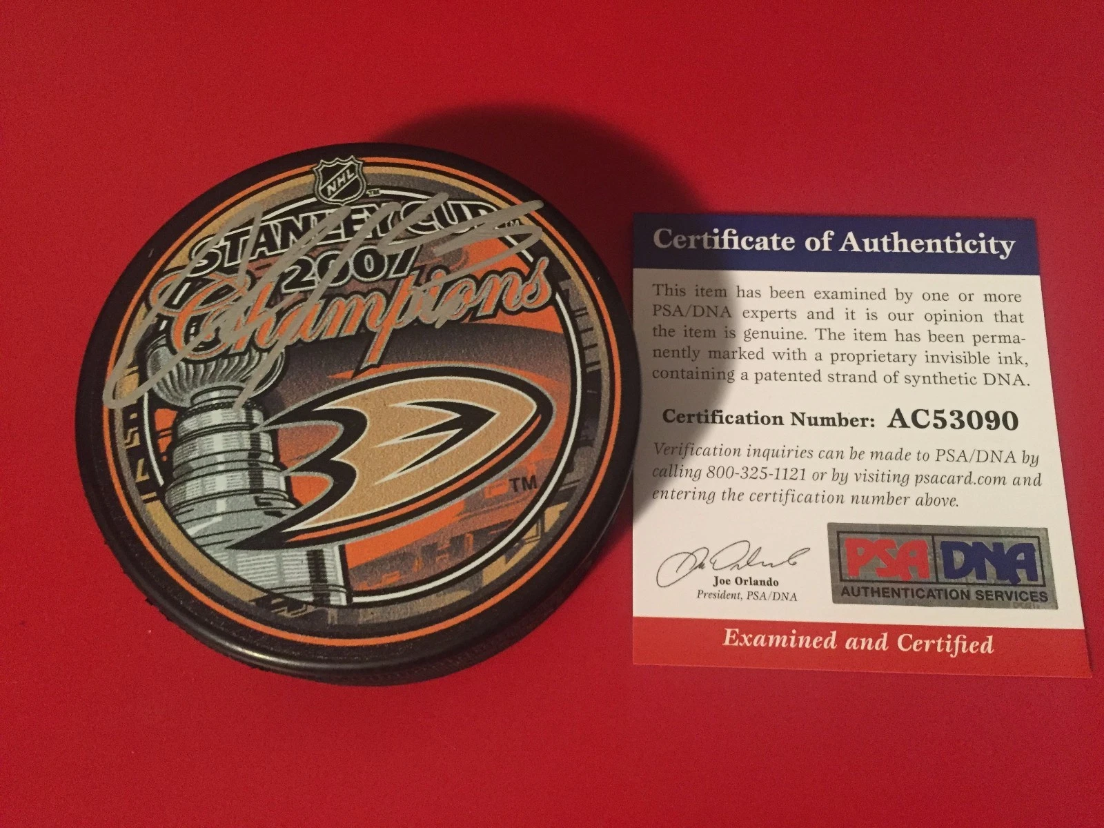 Chris Kunitz Ducks Stanley Cup Champions Signed Hockey Puck Auto PSA/DNA COA
