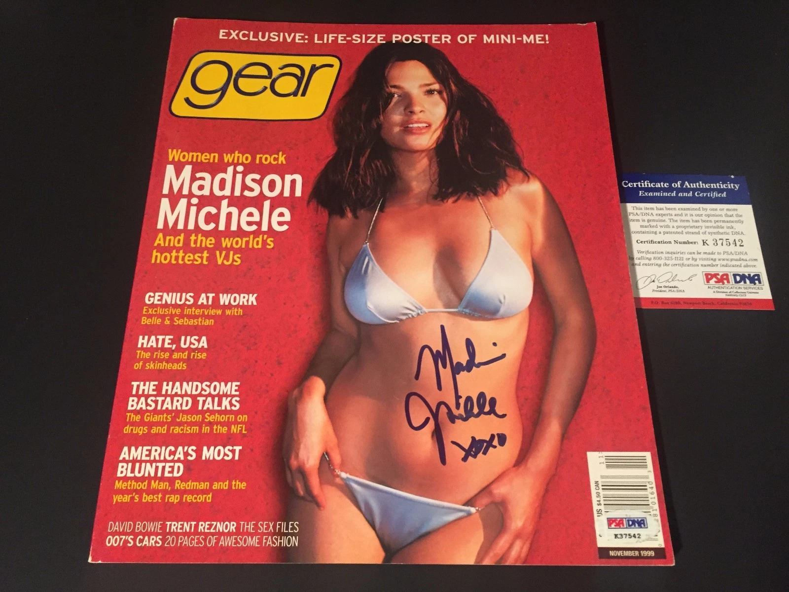 Madison Michele Michelle Sexy 1999 Gear Magazine Signed Auto PSA/DNA COA
