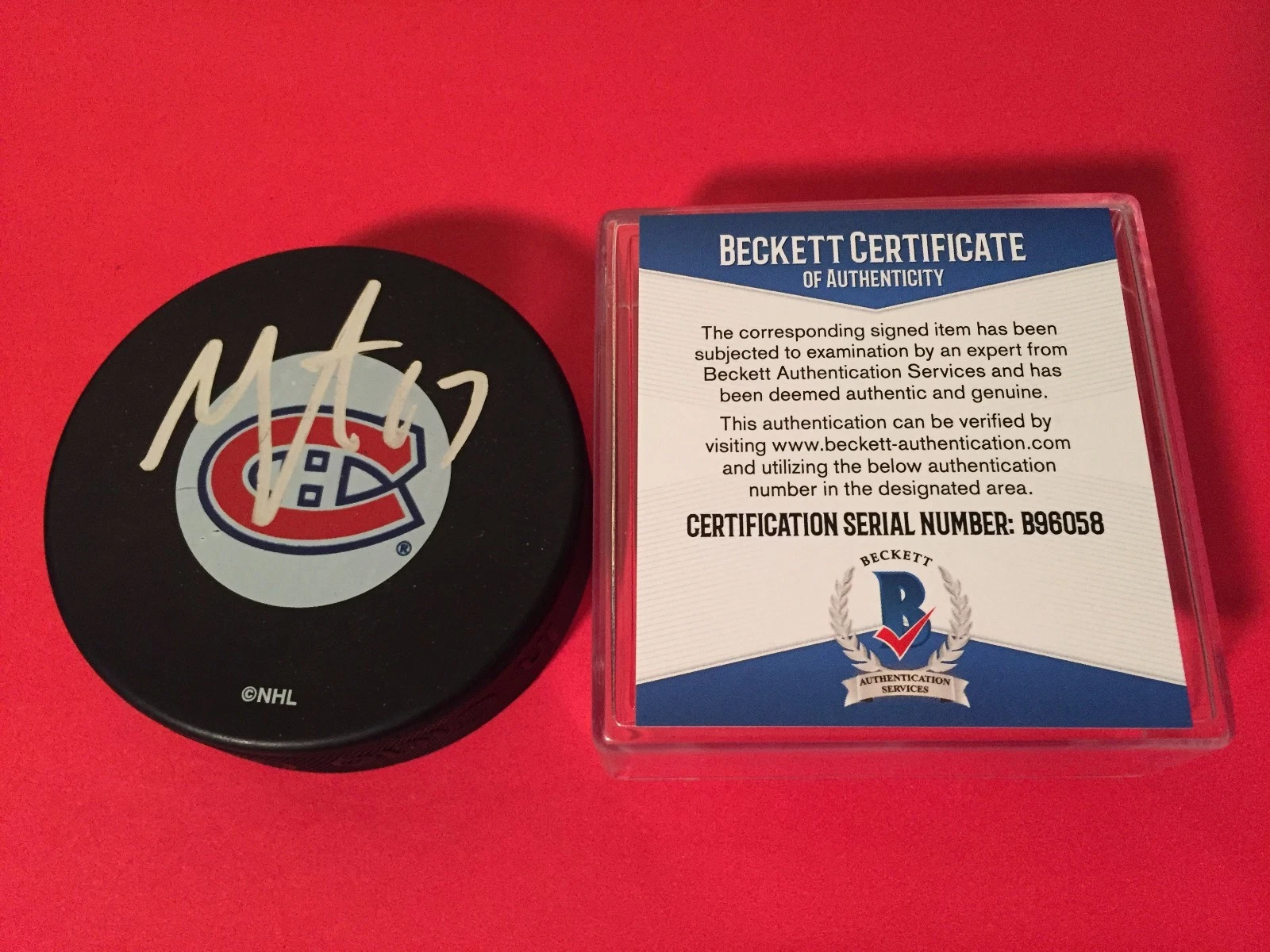 Max Pacioretty Montreal Canadiens Signed Puck Auto Beckett BAS COA
