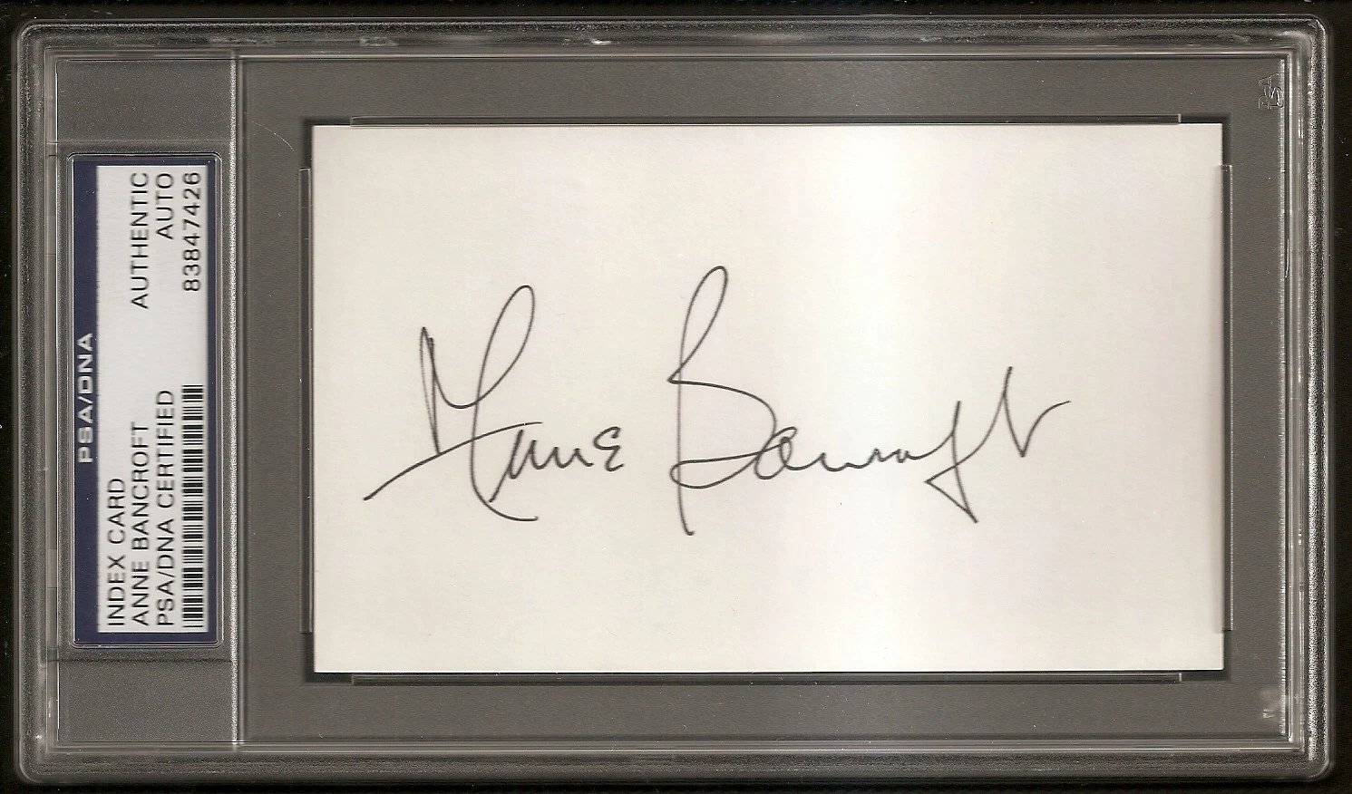 Anne Bancroft 1963 Best Actress Oscar Academy Winner Signed Auto PSA/DNA
